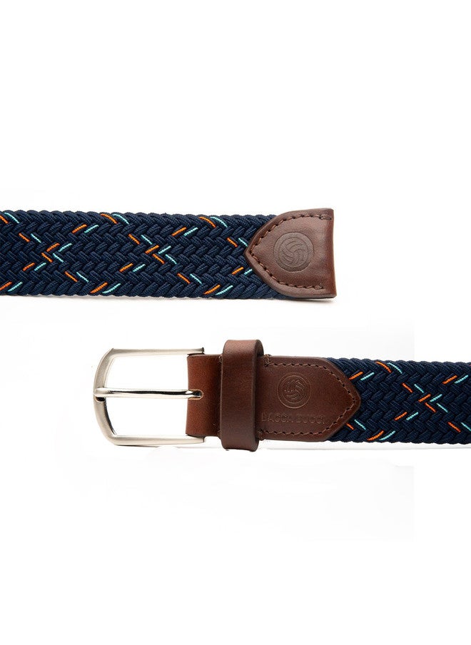 Bacca Bucci Men's Stretchable Blue Braided Canvas Belt with Tang Closure - Image 5
