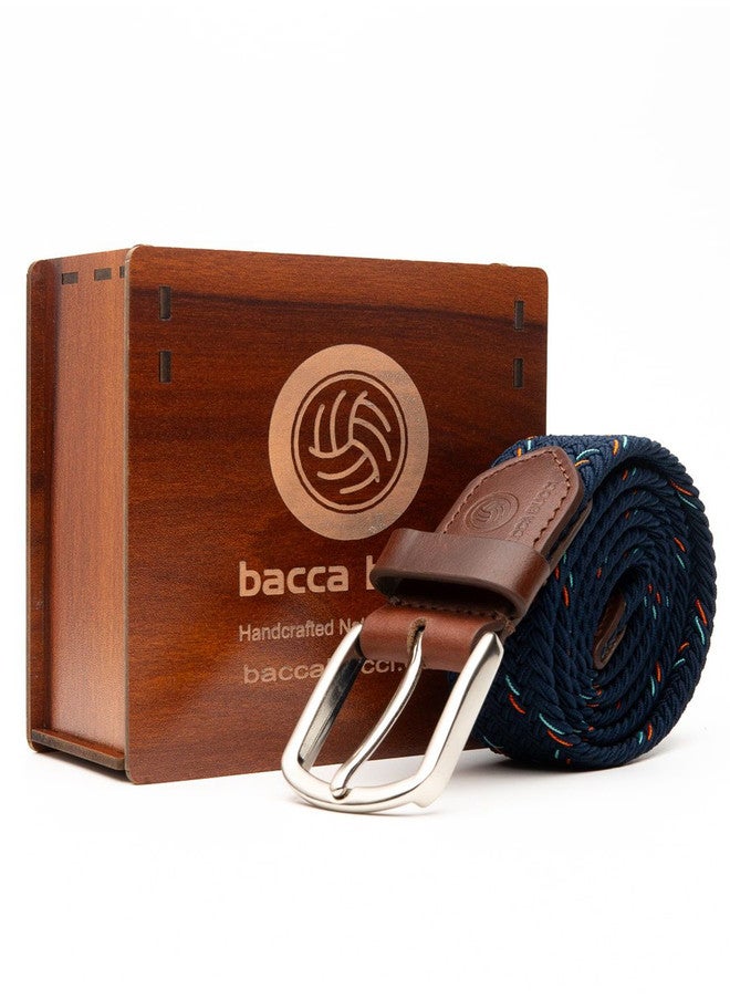 Bacca Bucci Men's Stretchable Blue Braided Canvas Belt with Tang Closure - Image 1