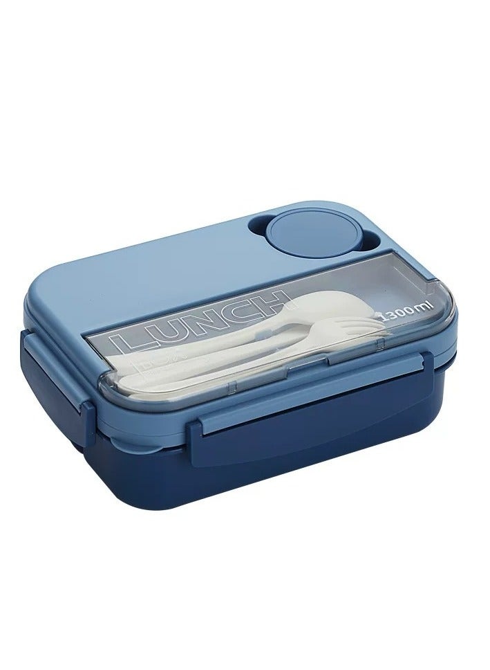 Bento Box Adult Lunch Box, 44 oz Container with 4 Compartments, Lunch-Ready Food Container, Complete with Cutlery, Sauce Jar, Microwave and Dishwasher Safe - Image 2
