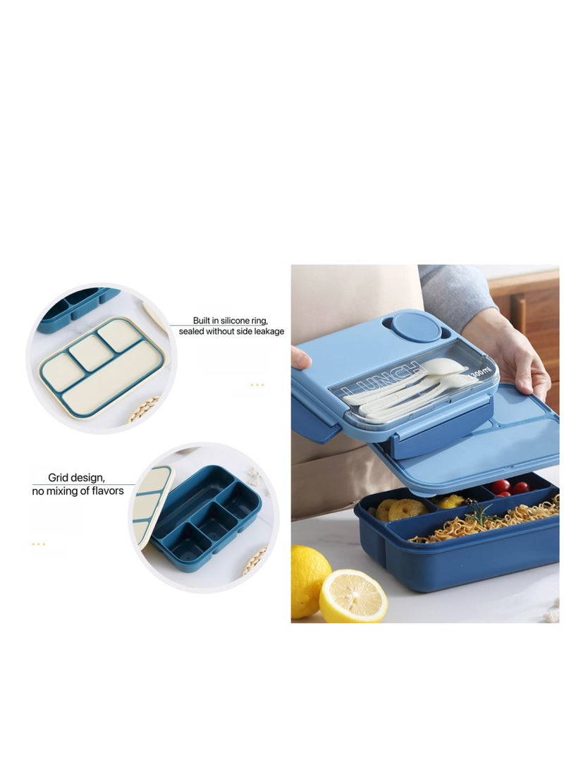 Bento Box Adult Lunch Box, 44 oz Container with 4 Compartments, Lunch-Ready Food Container, Complete with Cutlery, Sauce Jar, Microwave and Dishwasher Safe - Image 4