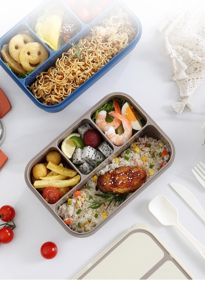 Bento Box Adult Lunch Box, 44 oz Container with 4 Compartments, Lunch-Ready Food Container, Complete with Cutlery, Sauce Jar, Microwave and Dishwasher Safe - Image 5