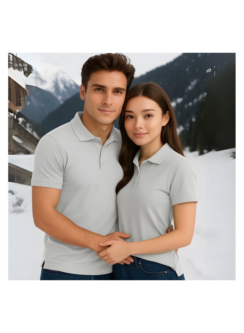 PRINTSHOP4ME Basic Adult Unisex Polo Short Sleeve Tshirt 220 GSM Light Grey - Image 3