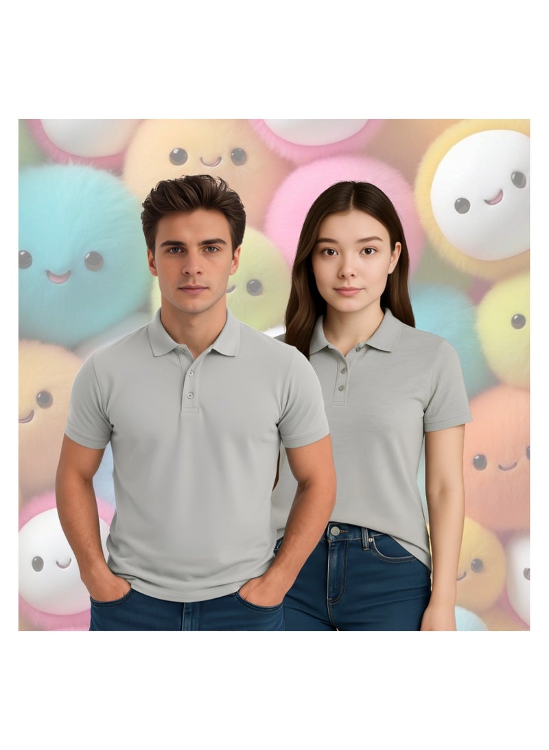 PRINTSHOP4ME Basic Adult Unisex Polo Short Sleeve Tshirt 220 GSM Light Grey - Image 5