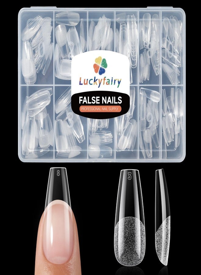 Luckyfairy أطراف أظافر جل متوسطة الحجم من لاكي فيري، 240 قطعة من أظافر أكريليك صناعية ناعمة مُشكّلة مسبقًا من الجل، أطراف أظافر جل شفافة غير لامعة من ها إم إكس إل إف، قابلة للضغط، لتطويل الأظافر، مانيكير منزلي، 12 مقاسًا من أطراف الجل - Image 1