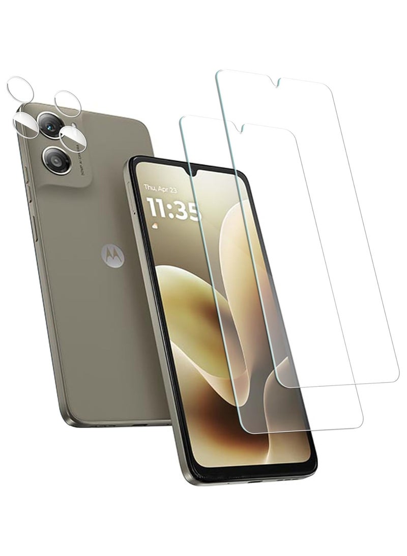 【2+2-Piece Set】 Compatible with Motorola G06 5G Screen Protector + Camera Lens Protector Tempered Glass, 9H Hardness Scratch-Resistant and Fingerprint-Resistant Tempered Glass Film - Image 1