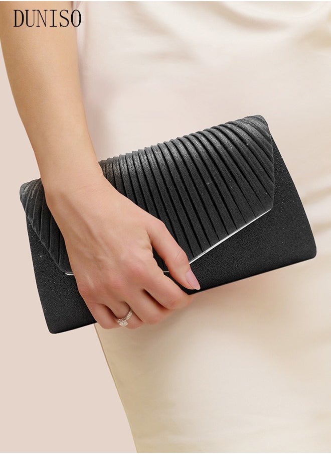 DUNISO - Women Shiny Glitter Evening Clutch Bag Envelope Handbag Chain Purse Bag Crossbody Bag for Wedding Formal Cocktail Party - Image 1