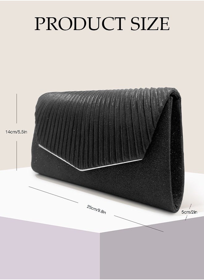 DUNISO - Women Shiny Glitter Evening Clutch Bag Envelope Handbag Chain Purse Bag Crossbody Bag for Wedding Formal Cocktail Party - Image 1