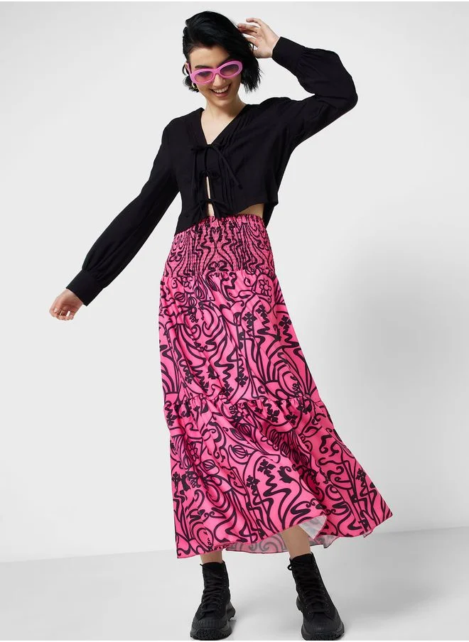 Urban Minx Urban Minx A Line Printed Skirt