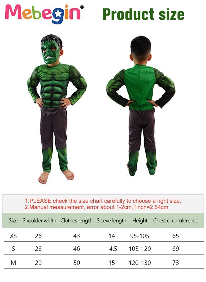 MEBEGIN - Kids Hulk Costume Hulk Muscle Cosplay Outfit with Mask for Boys Kids Carnival Party Cosplay Pretend Toy Kit,Hulk Costume Outfit Set for Role-playing, Themed Parties - Image 1