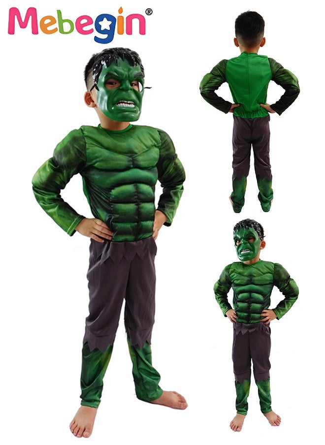 MEBEGIN - Kids Hulk Costume Hulk Muscle Cosplay Outfit with Mask for Boys Kids Carnival Party Cosplay Pretend Toy Kit,Hulk Costume Outfit Set for Role-playing, Themed Parties - Image 1