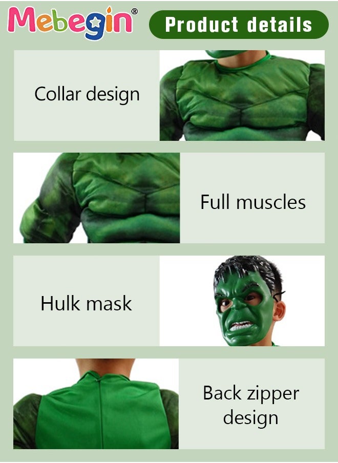 MEBEGIN - Kids Hulk Costume Hulk Muscle Cosplay Outfit with Mask for Boys Kids Carnival Party Cosplay Pretend Toy Kit,Hulk Costume Outfit Set for Role-playing, Themed Parties - Image 1