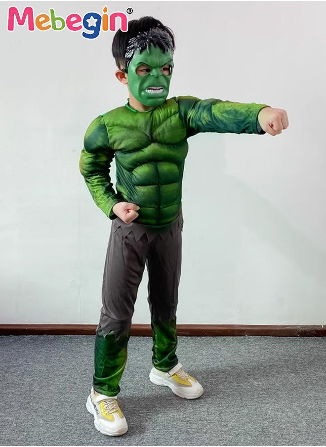 MEBEGIN - Kids Hulk Costume Hulk Muscle Cosplay Outfit with Mask for Boys Kids Carnival Party Cosplay Pretend Toy Kit,Hulk Costume Outfit Set for Role-playing, Themed Parties - Image 1
