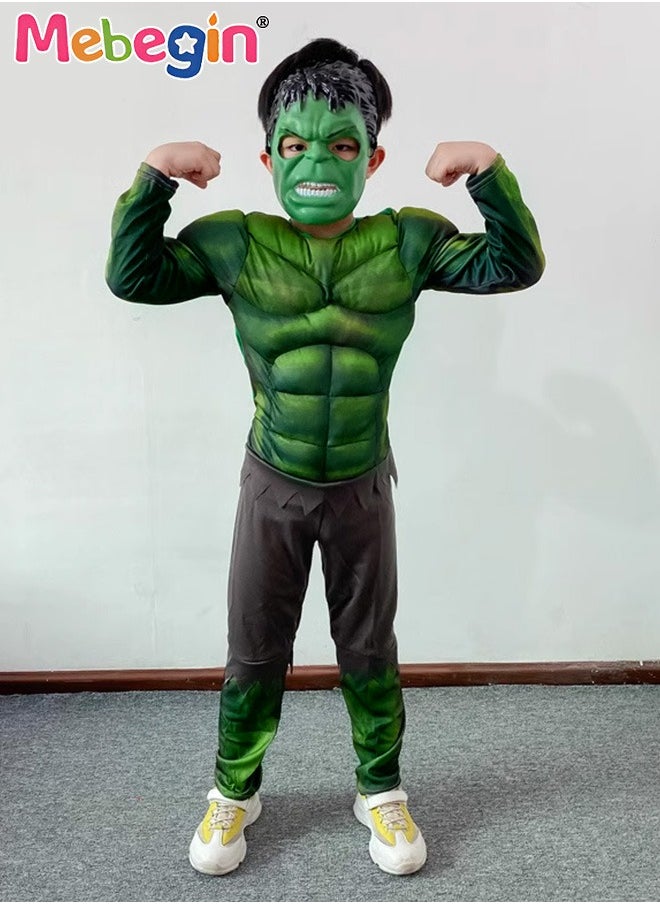 MEBEGIN - Kids Hulk Costume Hulk Muscle Cosplay Outfit with Mask for Boys Kids Carnival Party Cosplay Pretend Toy Kit,Hulk Costume Outfit Set for Role-playing, Themed Parties - Image 1