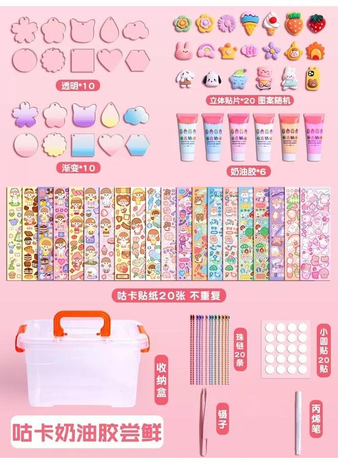 Bluejw Goo Card Sticker Suit Cream Glue Fire Paint Seal Hand Account Full Set DIY Girl Christmas Disc Three-Layer Storage Box  - Image 1