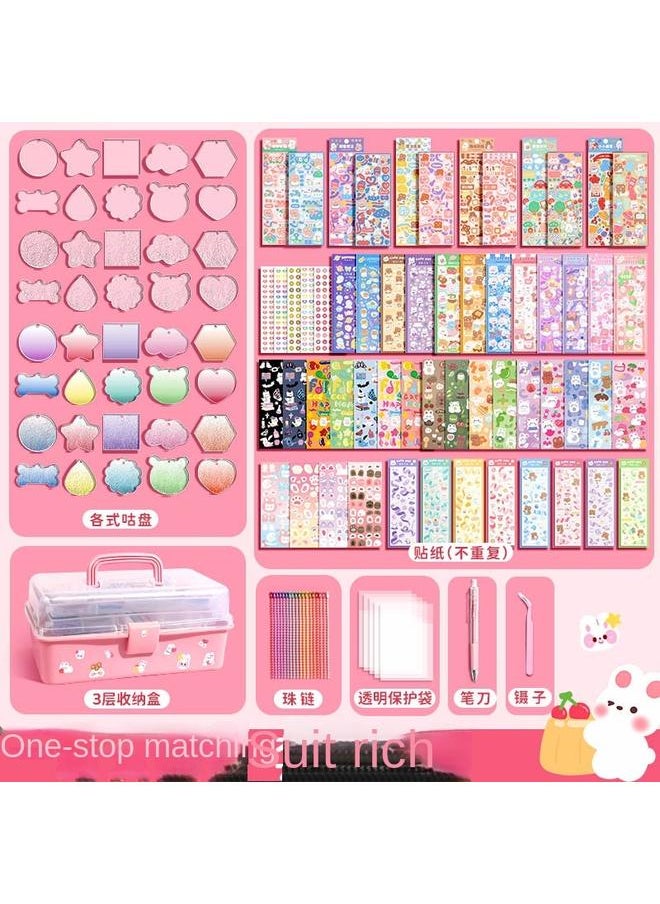 Bluejw Goo Card Sticker Suit Cream Glue Fire Paint Seal Hand Account Full Set DIY Girl Christmas Disc Three-Layer Storage Box  - Image 3