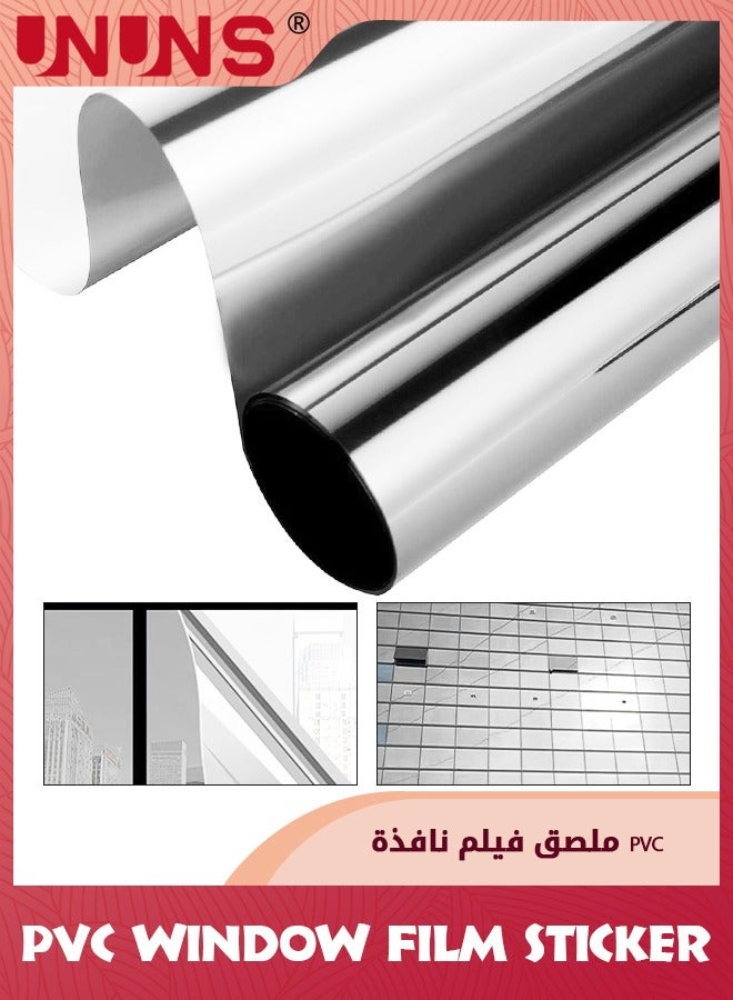 UNUNS PVC Window Film Sticker,One-Way Privacy Mirror Reflective Film,Heat Control Window Film,Sun Blocking Anti UV Reflective Window Tint For Home,Silver 90x200cm  - Image 1