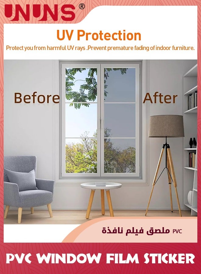 UNUNS PVC Window Film Sticker,One-Way Privacy Mirror Reflective Film,Heat Control Window Film,Sun Blocking Anti UV Reflective Window Tint For Home,Silver 90x200cm  - Image 2