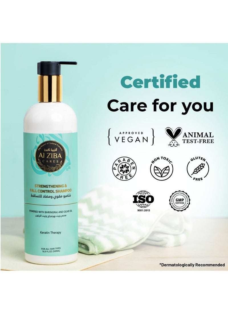 ALZIBA CARES - Hair Fall Control Shampoo with Olive Oil and Bhringraj Oil (Keratin Treatment) - 500 ml - Image 1