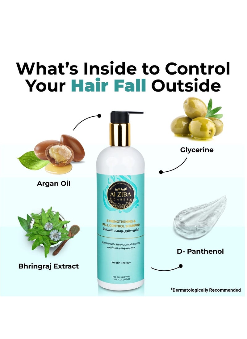 ALZIBA CARES - Hair Fall Control Shampoo with Olive Oil and Bhringraj Oil (Keratin Treatment) - 500 ml - Image 1