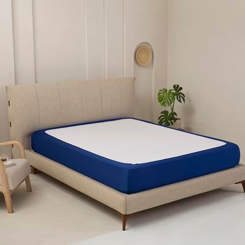 TSUTOMI Stretchy Box Spring Cover King Size - Jersey Knit & Stretchy Wrap Around 4 Sides Bed Skirt for Hotel & Home, Wrinkle & Fading Resistant Fits King Size Beds, Denim Blue - Image 2