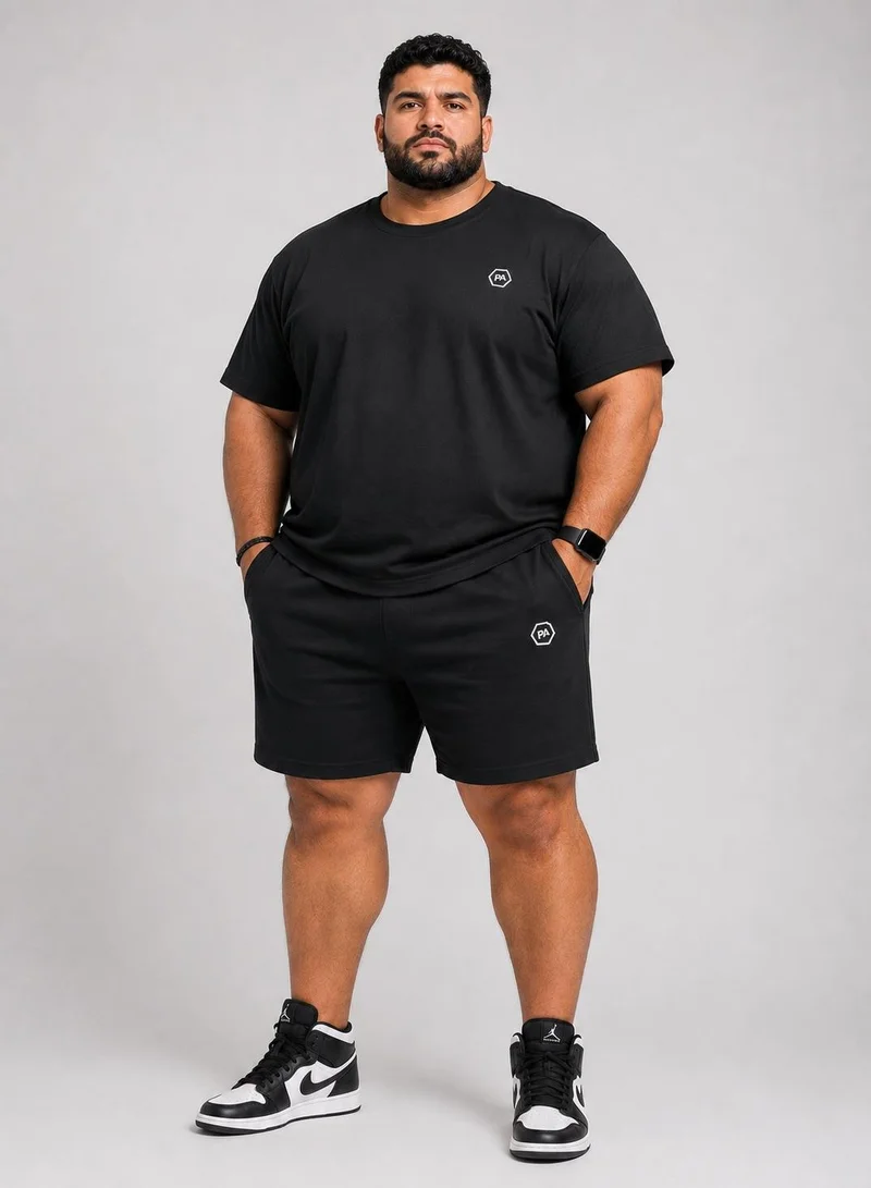 Prima Ace Plus Size Men's Set Top & Short Lifestyle Premium Black