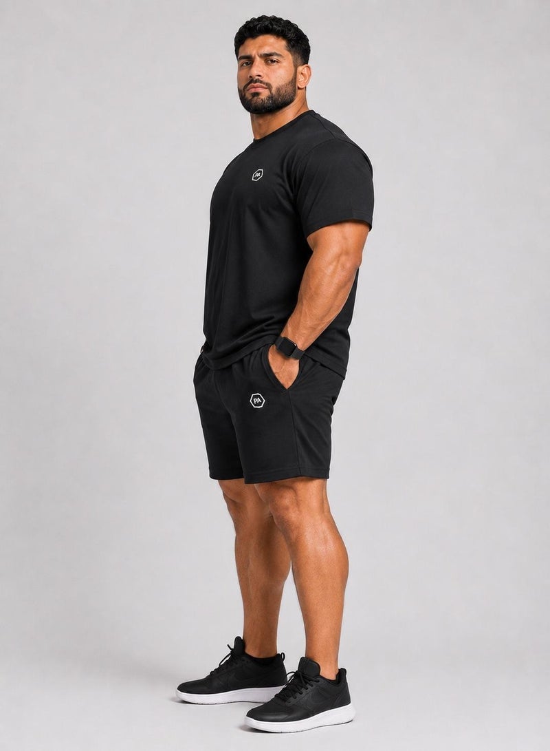 Prima Ace Plus Size Men's Set Top & Short Lifestyle Premium Black - Image 2