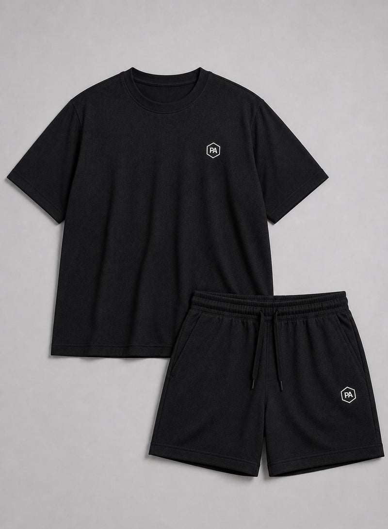 Prima Ace Plus Size Men's Set Top & Short Lifestyle Premium Black - Image 5