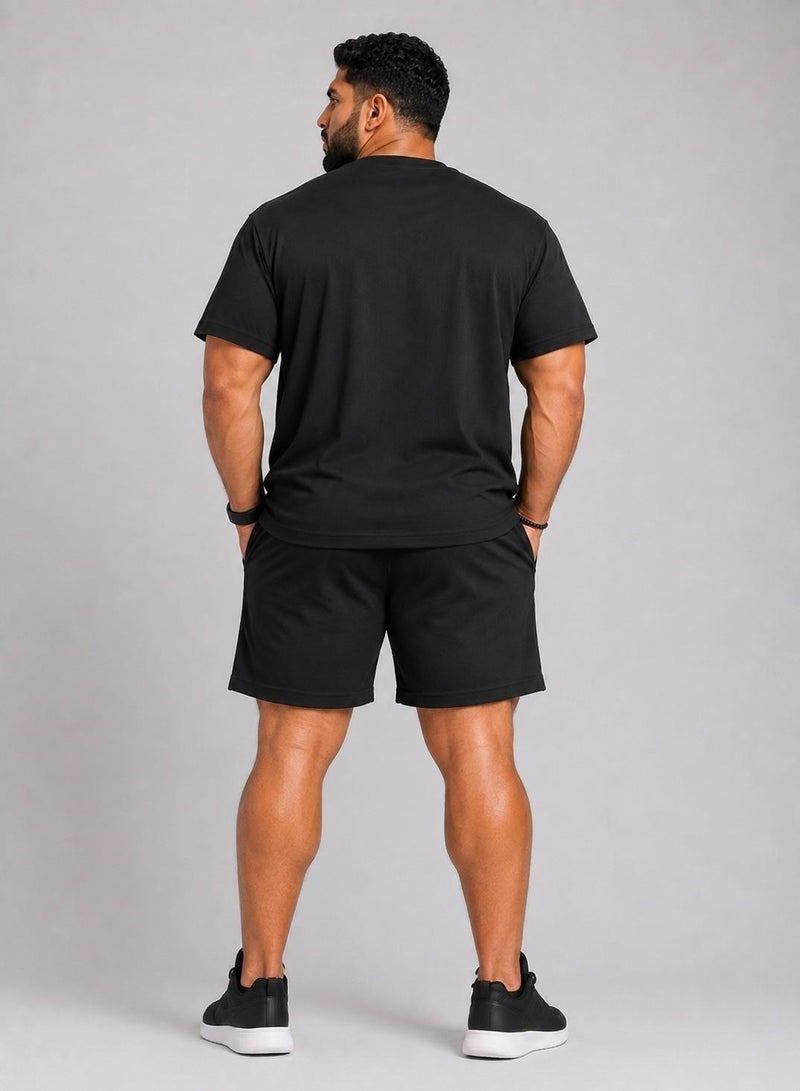 Prima Ace Plus Size Men's Set Top & Short Lifestyle Premium Black - Image 3