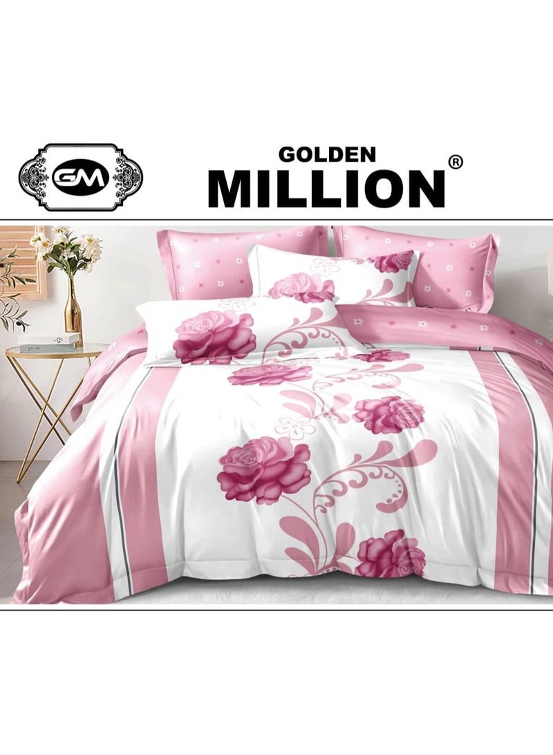 6-Piece King Size Duvet Cover And Fitted Bed Sheet Set Cotton Multicolour 220 X 240cm