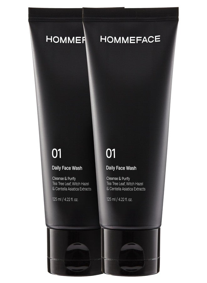 HommeFace 2-Pack Daily Face Wash for Men, Gentle Facial Cleanser for Deep Cleansing with Collagen, Hyaluronic Acid & Witch Hazel Extract - Image 1