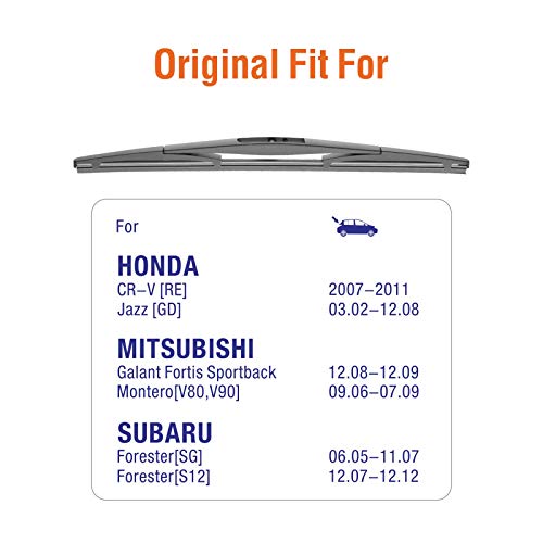 WOWIPER Genuine Rear Wiper Blades for Honda CRV CR-V 2007 2008 2009 2010 2011, 14"+14" (2 Pack) OEM 76730-SFA-003, Compatible for Honda Fit Pilot/Subaru Tribeca Outback Forester/Acura MDX RDX +More - Image 2