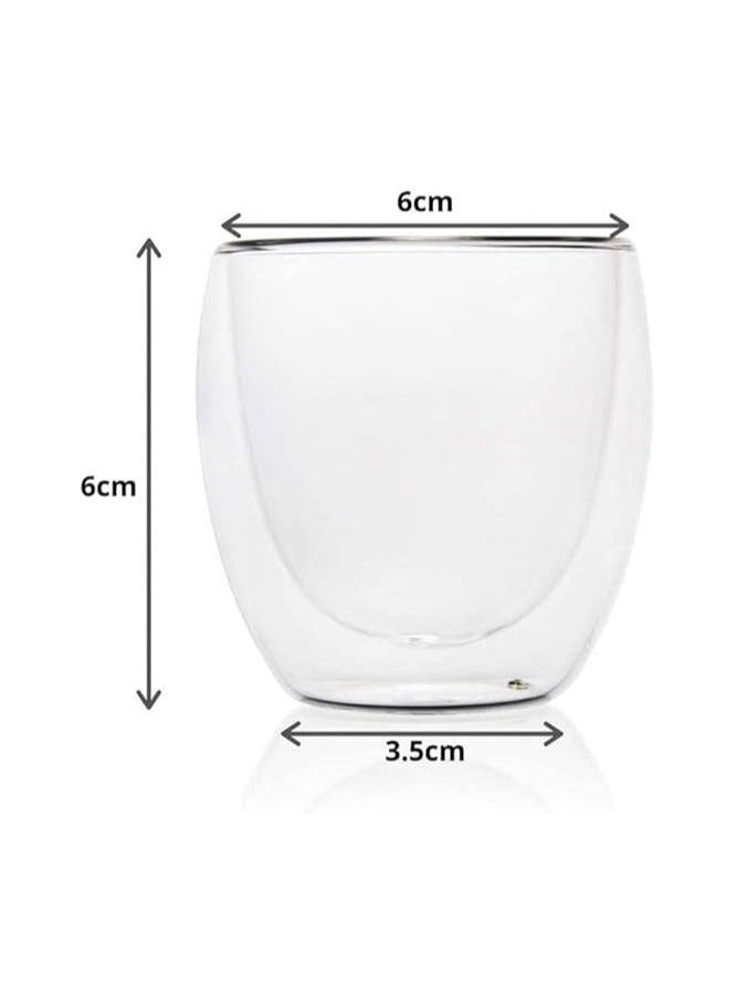 بيوينتي أكواب زجاجية مزدوجة الجدران للقهوة/الشاي، مجموعة من 6 كؤوس إسبريسو مثالية للكابتشينو واللاتيه والشاي التركي والحليب والمشروبات (80 مل) - Image 2