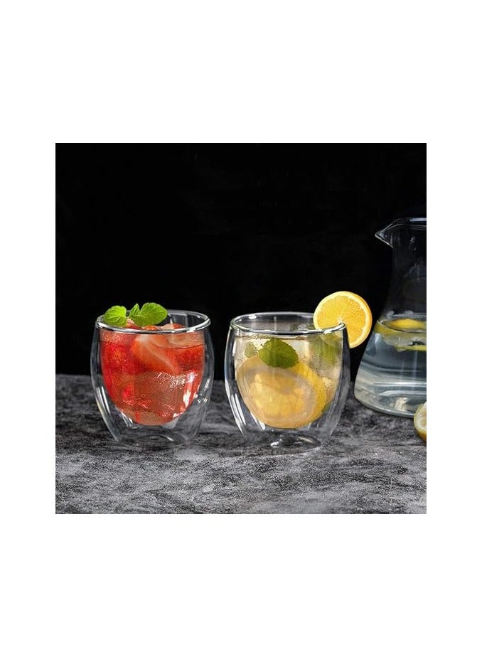 بيوينتي أكواب زجاجية مزدوجة الجدران للقهوة/الشاي، مجموعة من 6 كؤوس إسبريسو مثالية للكابتشينو واللاتيه والشاي التركي والحليب والمشروبات (80 مل) - Image 4