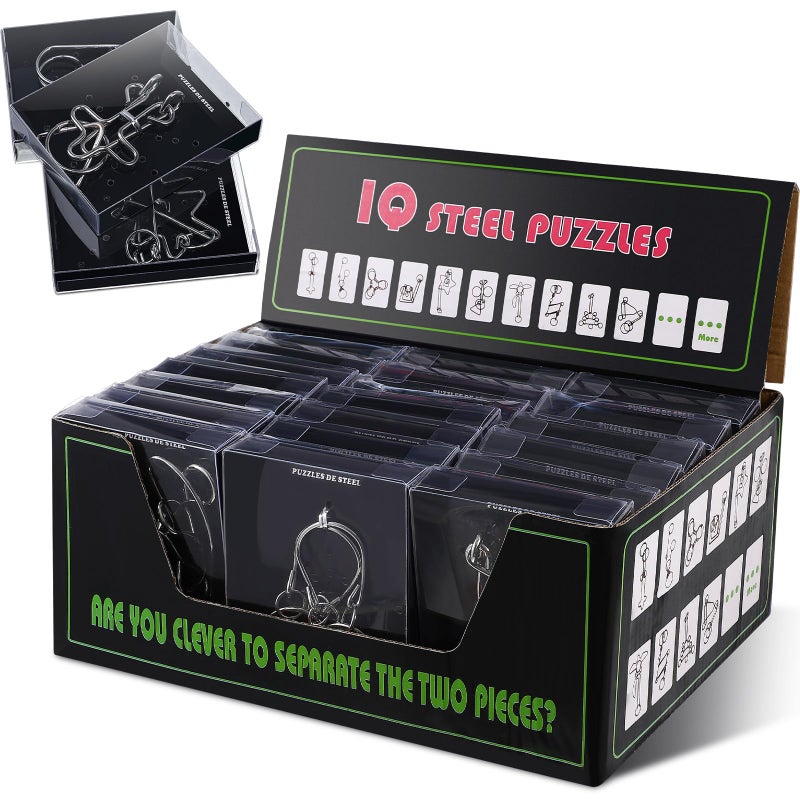 Yilloog 24 Packs Large Metal Bulk IQ Wire Metal with Paper Box Gift Package Educational Valentine Gifts Easter for Party Favor Adults Challenge GiftsBlackUnique Styles - Image 3