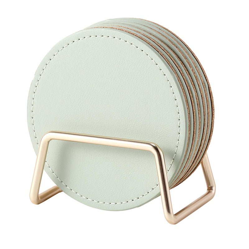 Lake Of Fire Coasters Set of 6 with Holder,3.10 Inches Coasters for Drinks, Suitable for Kinds of Cups, Table, Home Decor (Green) - Image 1