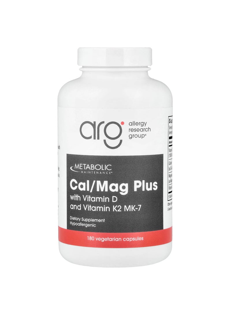 Metabolic Maintenance Cal/Mag Plus with Vitamin D and Vitamin K2 MK-7, 180 Vegetarian Capsules