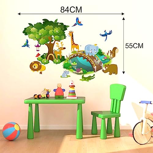 Sticker Yard Nursery Zoo Animals Tree PVC Vinyl Wall Sticker for Home Decor/Decoration - Living Room, Bedroom, Kids Room (Multicolor, Size: 84X55 CM)-Self-Adhesive - Image 4
