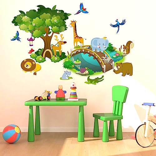 Sticker Yard Nursery Zoo Animals Tree PVC Vinyl Wall Sticker for Home Decor/Decoration - Living Room, Bedroom, Kids Room (Multicolor, Size: 84X55 CM)-Self-Adhesive - Image 3