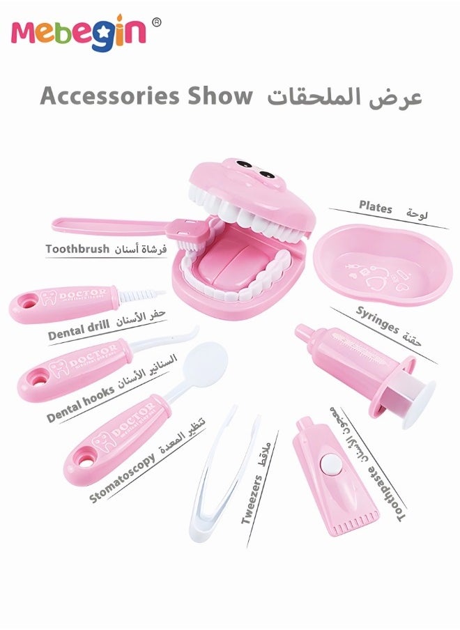 MEBEGIN 9PCS Brushing Toys Set with Oral Mirror, Toothpaste, Toothbrush and Other Accessaries, Dentist Kit for Kids Hygienic Habbit Cultivation, Doctor-themed Play House Toys, Medical Role Play Toy, Fun Dentist Game for Kids, Preschool Education Toy  - Image 4