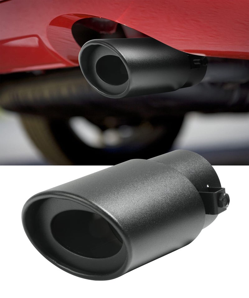 AOCISKA Universal Car Exhaust Tip25 to 33 Stainless Steel Polished Finish Exhaust Slant Cut TipProfessional Car Accessories ChromePlated Finish TailpipeMuffler Tip ReplacementBlack