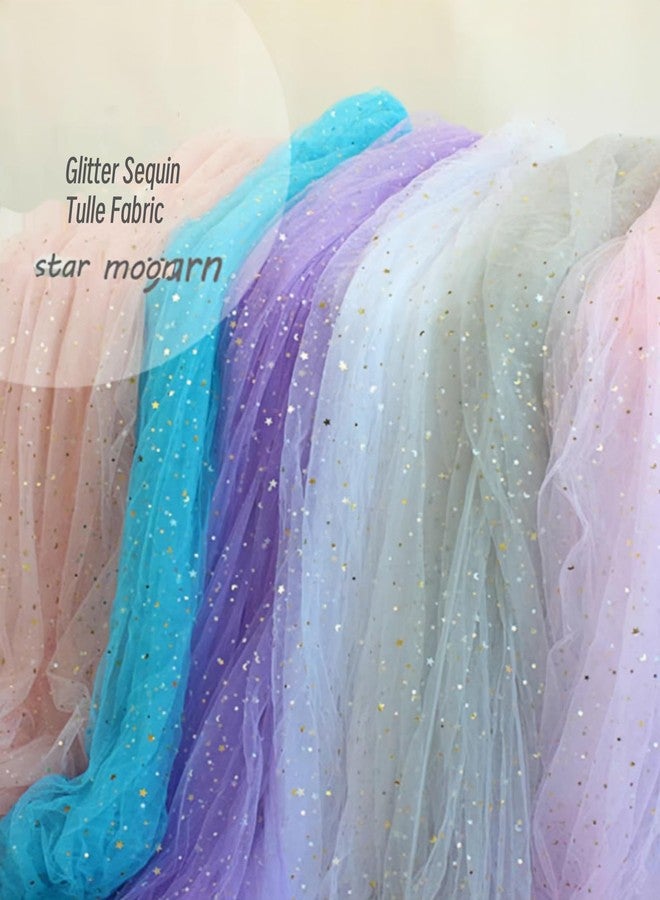 Wonesifee 8Yards 59"Wide Glitter Tulle Fabric Rolls Star Moon Sequin Tulle Fabric for Photography Props Background Tutu Women Dress Table Skirts DIY Sewing Crafts Wedding Party Backdrop Stage Decoration-Black - Image 3
