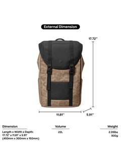 Tomtoc Vintpack OCHM TA1 Flap Laptop Backpack, Lightweight, Water-Resistant Travel Casual Daypack, Slim Durable Work-pack Rucksack for 13-16 Inch MacBook Laptop, Large Capacity, Eco-Friendly Backpack 22L  - Image 5
