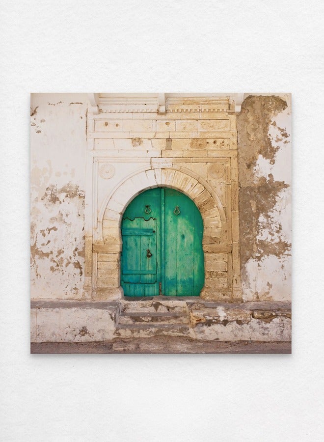 آرت دیکور  ديكور فني للمنزل التونسي البيج العتيق مع باب المدخل الأخضر التقليدي جدار الفن مؤطر الفنون الجميلة الفن التقليدي لغرفة المعيشة غرفة نوم مكتب ديكور المنزل الهدايا  - Image 3