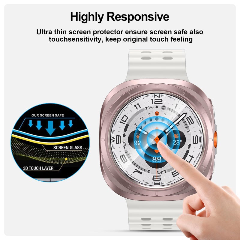 BHARVEST [5+5 Pack Galaxy Watch 7 Ultra 47mm Screen Protector, Waterproof Case Protective Cover+Tempered Glass Screen Protector Ultra-Thin Hard PC Guard Bumper For Samsung Galaxy Watch 7 47mm Women - Image 3