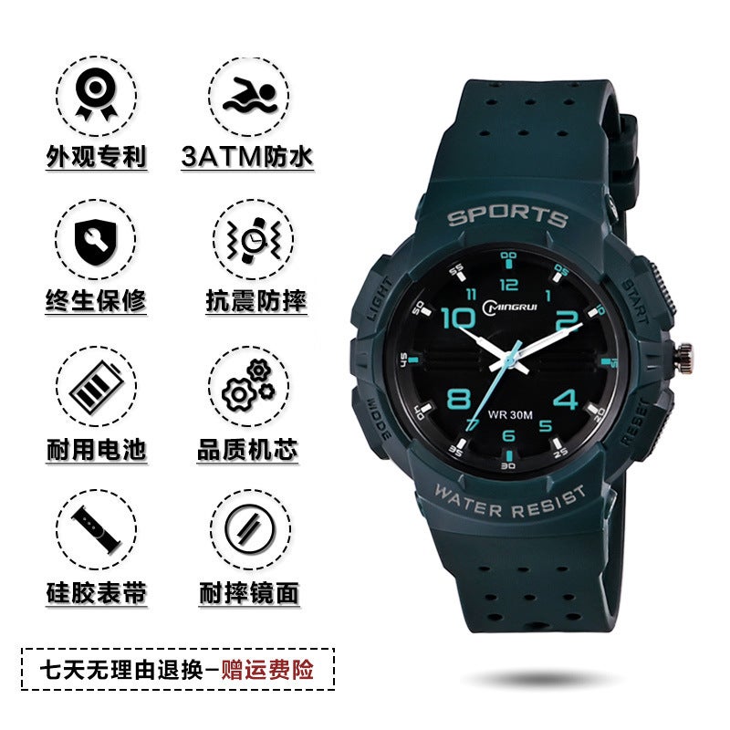 Generic Mingrui Kids Diving Watch Quartz Waterproof ink blue 
