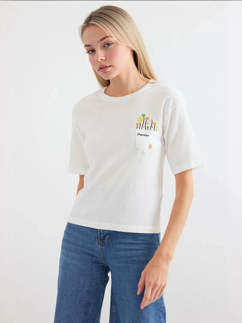 BIG DART BDART Embroidered Crew Neck Printed T-Shirt