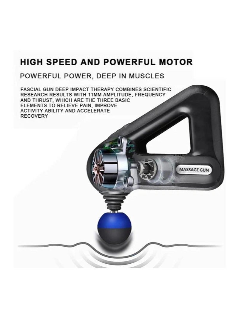 TIGER Deep Tissue Massage Gun for Back, Neck & Muscle Pain Relief – Powerful Percussion Massager with Multiple Speed Levels & Interchangeable Heads – Quiet, Portable & Rechargeable for Home, Gym & Office Use – Handheld Electric Massager for Quick Recovery & Relaxation - Image 2