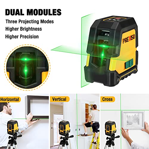PREXISO Laser Level Self Leveling - 100Ft Rechargeable Cross Line Laser, Green Line leveler Tool for Construction, Floor Tile, Home Renovation with Magnetic Pivoting Base, Target Plate & Portable Bag - Image 2