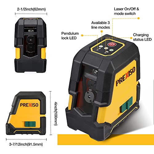 PREXISO Laser Level Self Leveling - 100Ft Rechargeable Cross Line Laser, Green Line leveler Tool for Construction, Floor Tile, Home Renovation with Magnetic Pivoting Base, Target Plate & Portable Bag - Image 5