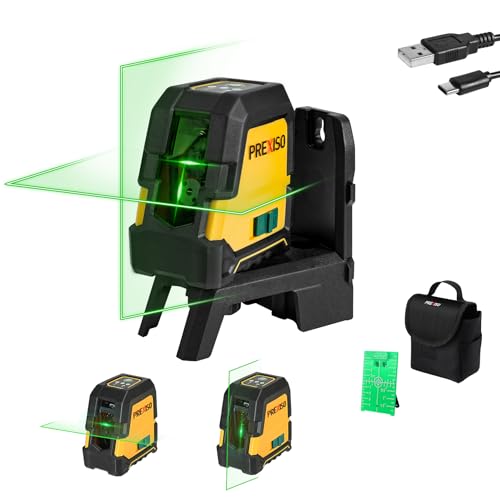 PREXISO Laser Level Self Leveling - 100Ft Rechargeable Cross Line Laser, Green Line leveler Tool for Construction, Floor Tile, Home Renovation with Magnetic Pivoting Base, Target Plate & Portable Bag - Image 1